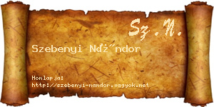 Szebenyi Nándor névjegykártya